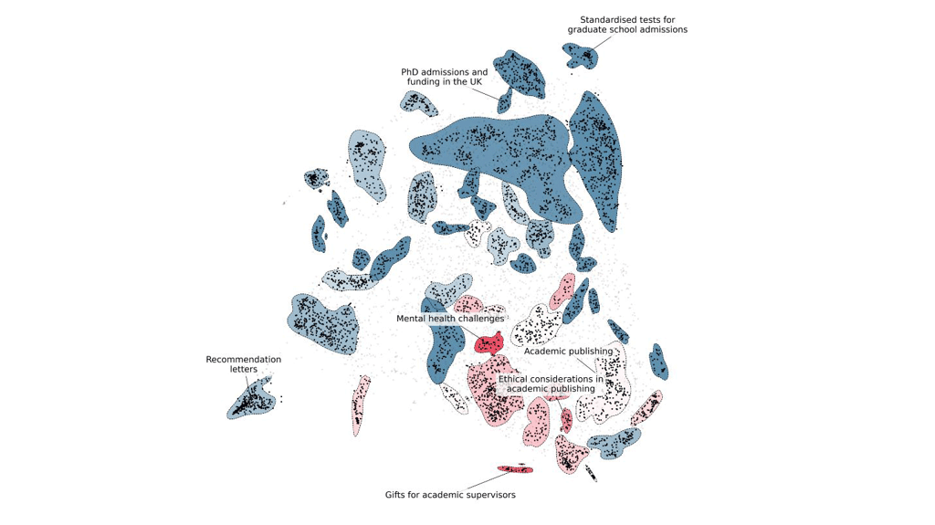 Map with dots on highlighting distribution of questions for a survey.