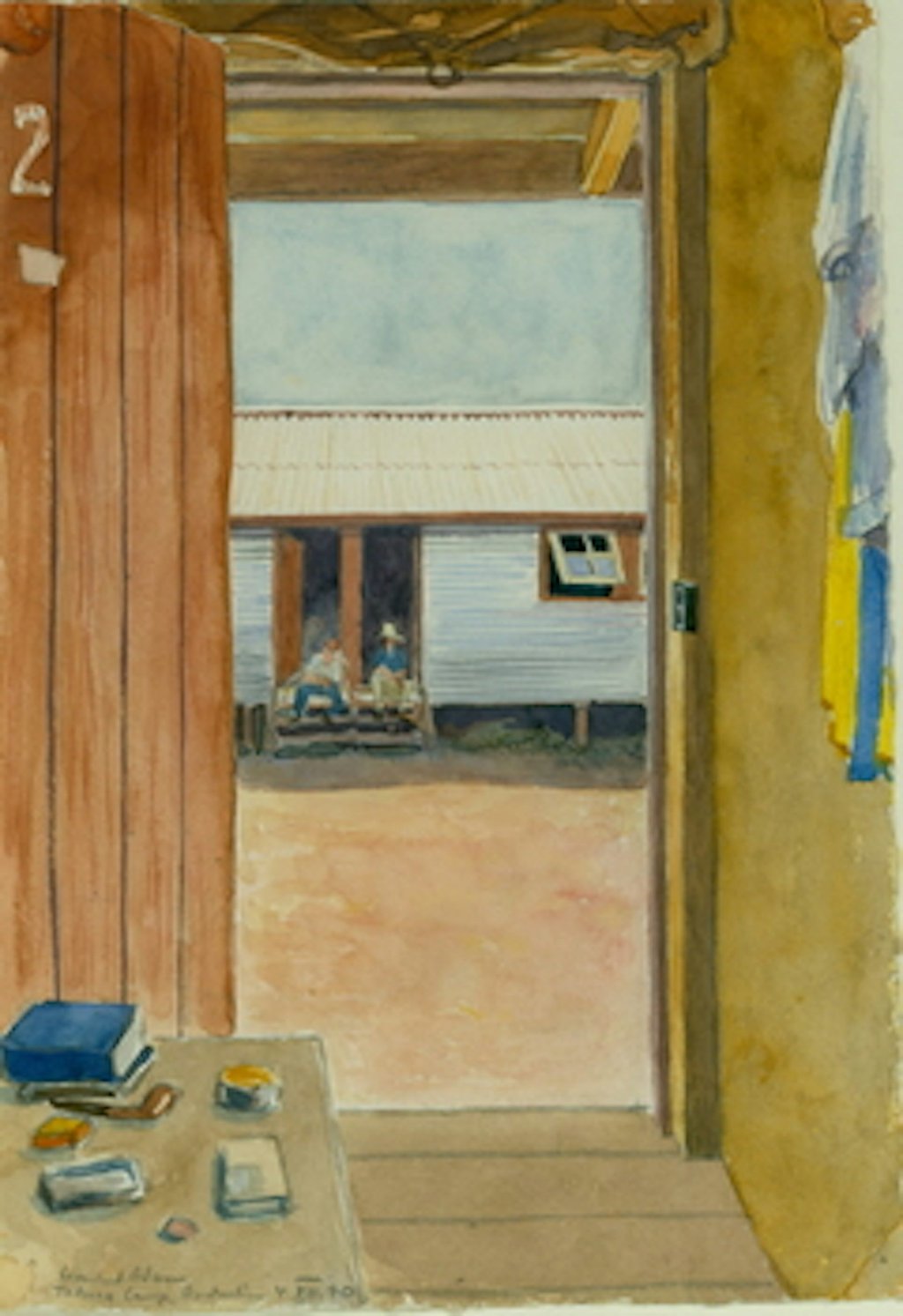 Leonhard Adam painted this scene in 1940 while interned in the Tatura camp. Tatura Irrigation and Wartime Camps Museum