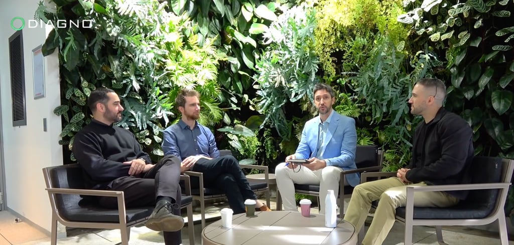 Diagno team seated for podcast.