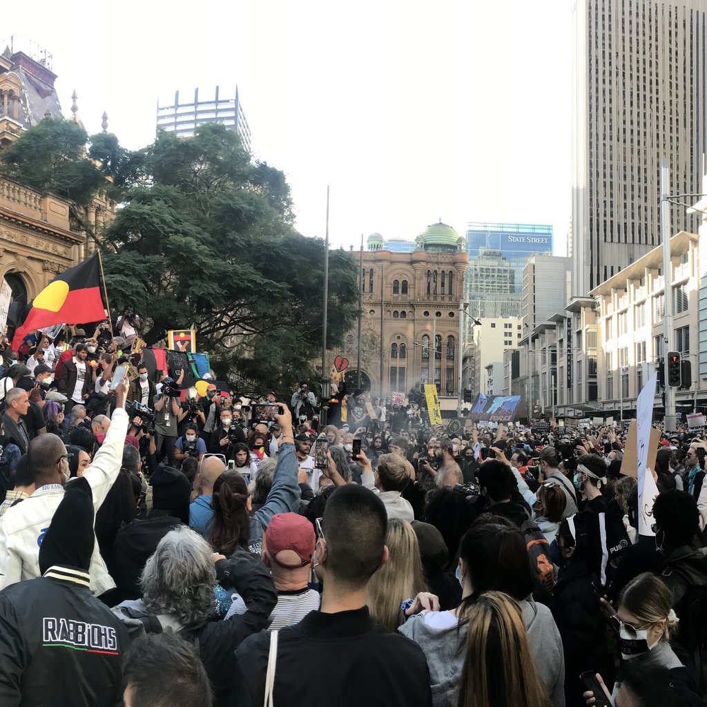Protest crowd at Sydney Town Hall