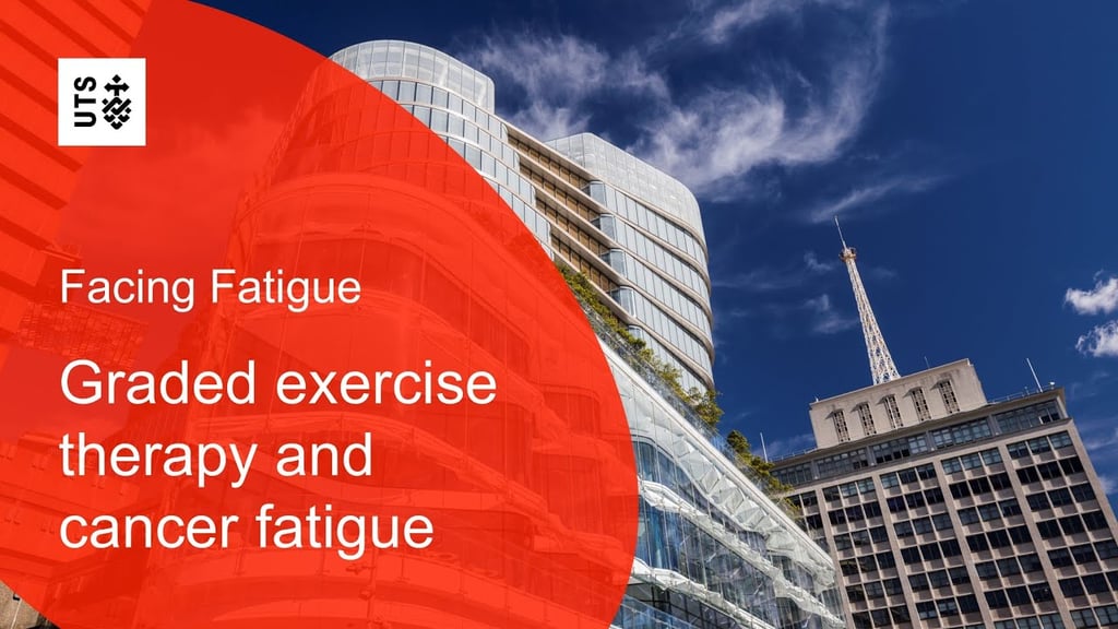 Promotional graphic for a UTS Cancer Symptom Trials (CST) virtual seminar titled Facing Fatigue: Graded exercise therapy and cancer fatigue