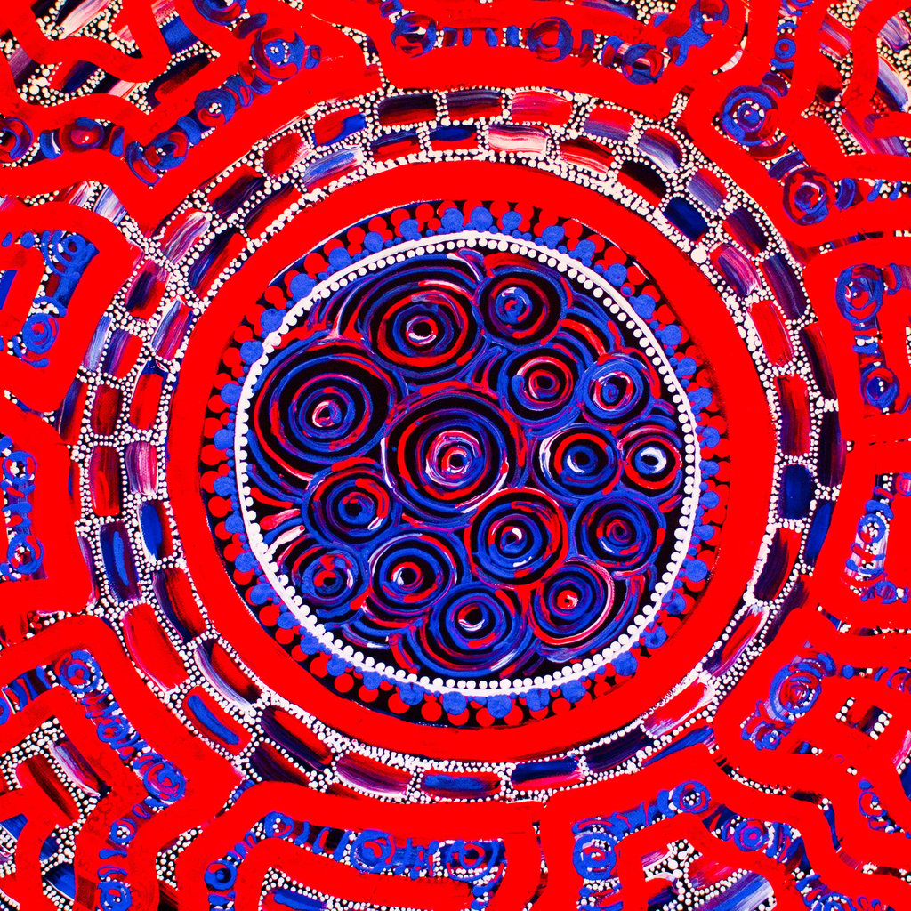 Speaking truth artwork by Kirsten Gray. 'Speaking truth' explores the nature and extent of the contributions made by Aboriginal and Torres Strait Islander peoples in this land for millennia.