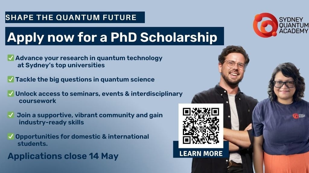 Invitation to apply for a PhD scholarship, featuring an "Apply Now" prompt.