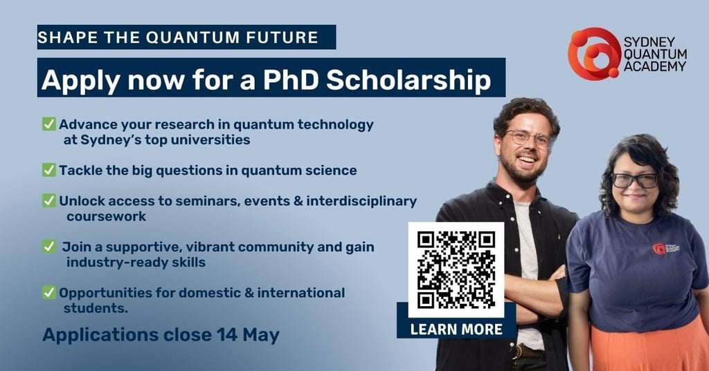 Invitation to apply for a PhD scholarship, featuring an "Apply Now" prompt.