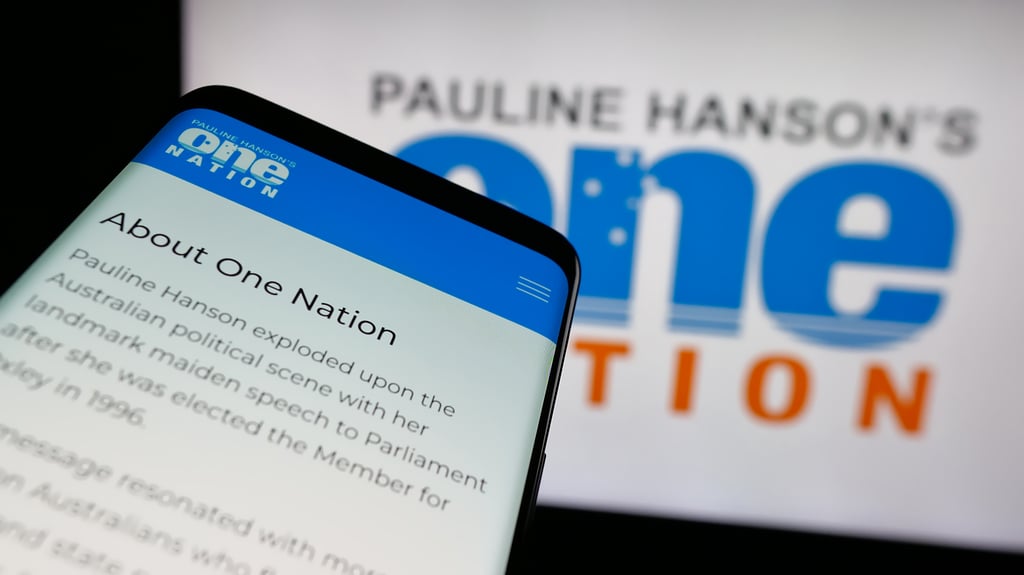 A phone displaying a webpage with a summary of the early history of One Nation