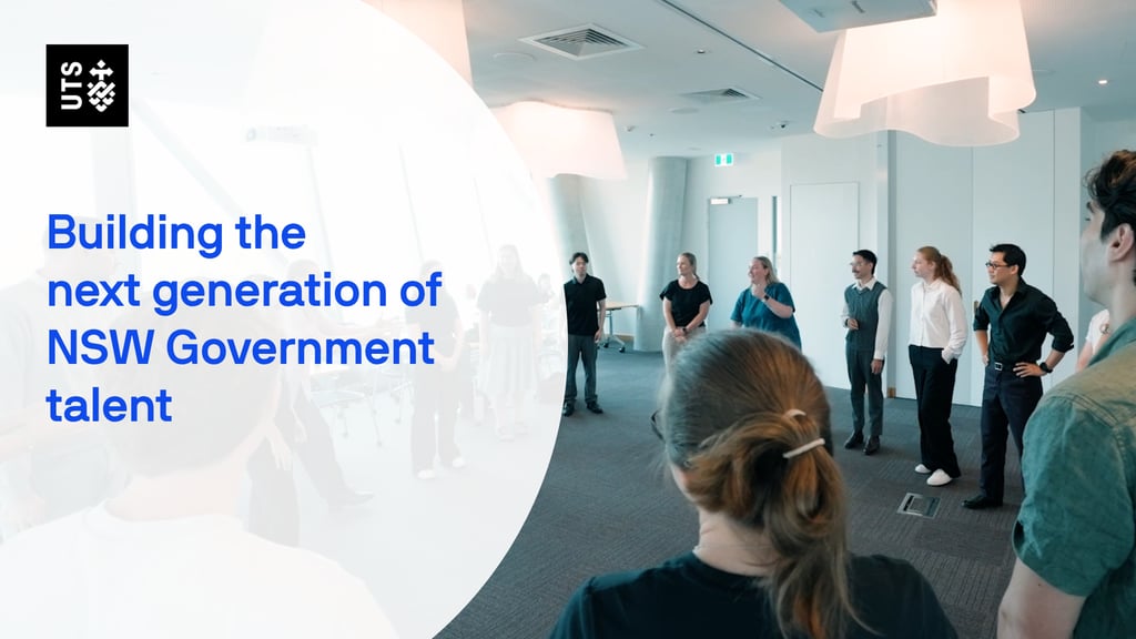 PLUS UTS Business Futures program participants stand in a circle during a workshop session