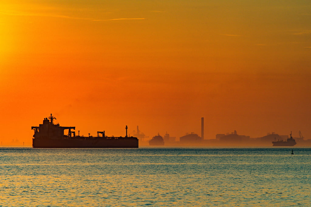 Large oil tanker sailing in fos-sur-mer harbor at sunset. Picture: Georges/Adobe Stock