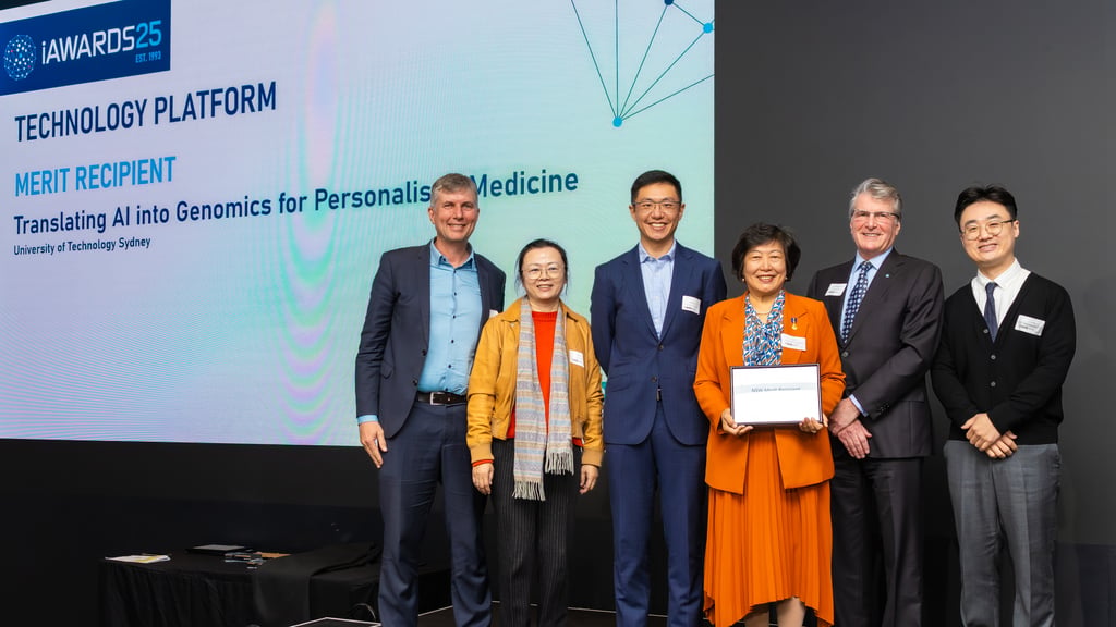 The UTS winning team received the honour at the iAwards NSW ceremony on 31 July 2025. Photo: AIIA