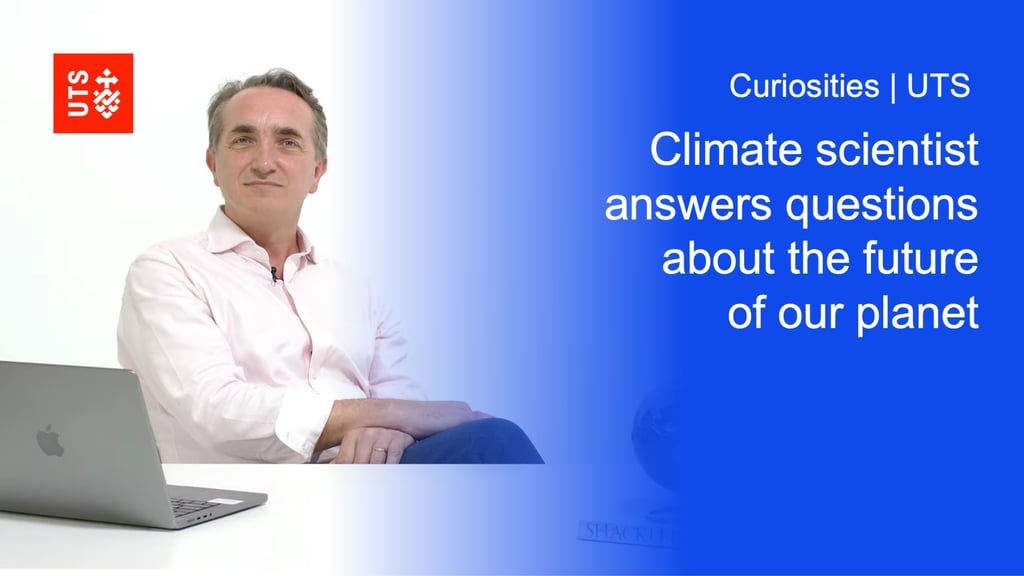 Professor Chris Turney, with a text overlay "Climate scientist answers questions about the future of our planet"
