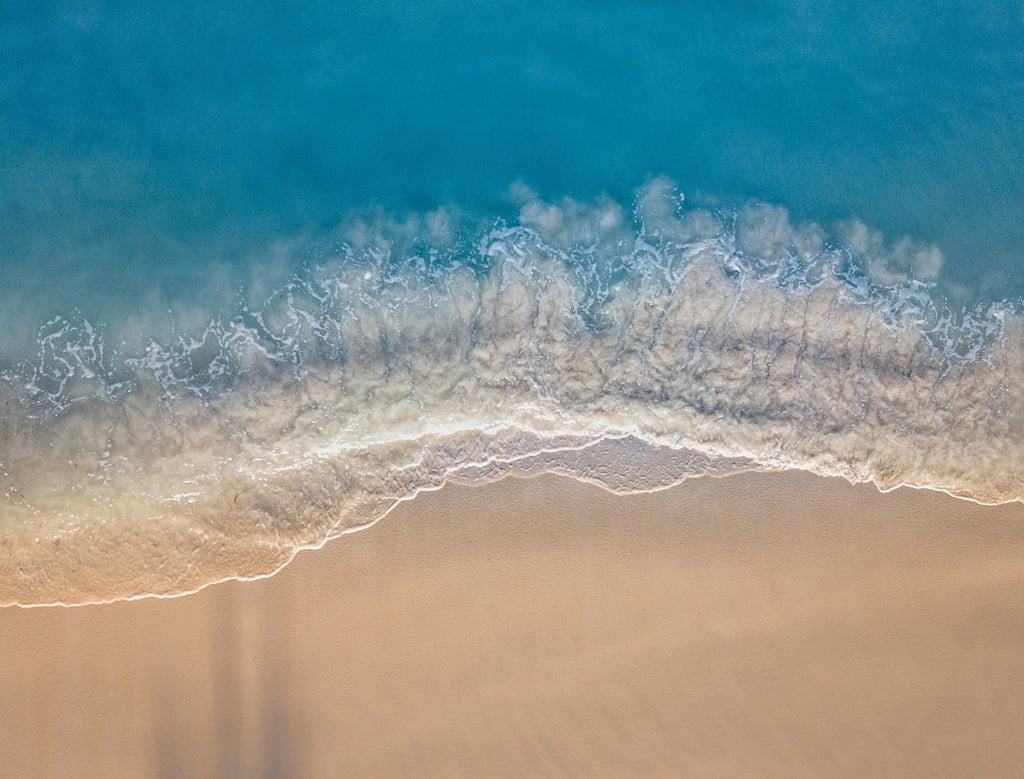 Aerial view of waves on a shoreline