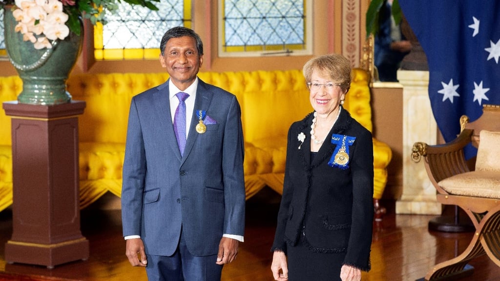 Distinguished Professor Buddhima Indraratna receiving the Member of the Order of Australia.