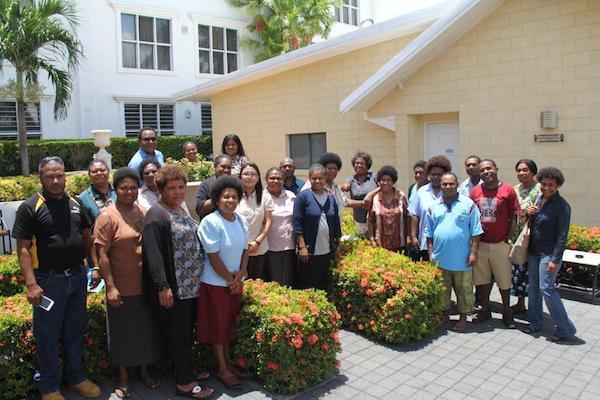 Michele Rumsey discussing quality improvement plans and faculty development with Principals in Papua New Guinea