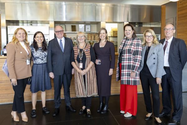 Welcome Reception presenters (L to R) – Prof Debra Anderson (UTS), Ms Stephanie Copus Campbell DFAT), Prof Andrew Parfitt (UTS), Prof Michele Rumsey (WHOCCUTS), Ms Emeline Cammack (DFAT), Adj. Prof. Alison McMillan, Ms Amy Persson (UTS), Mr Iain Watt