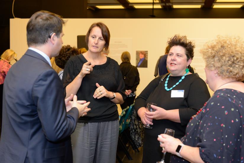 Attendees of the Access and Inclusion exhibition launch at UTS. (Photographer Jesse Taylor)