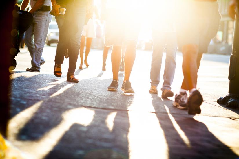 People walking in a climate adapted city.
