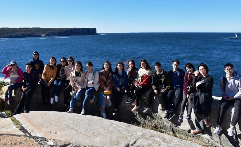 Winter school students sightseeing