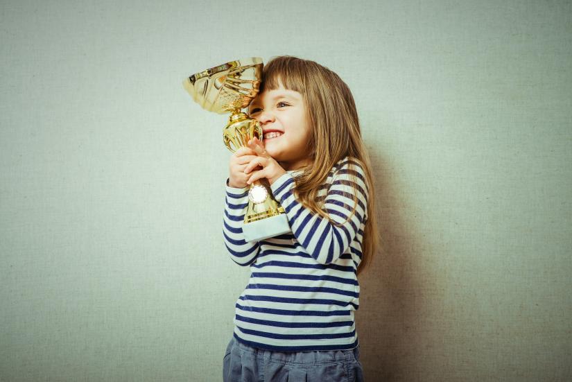 girl with trophy