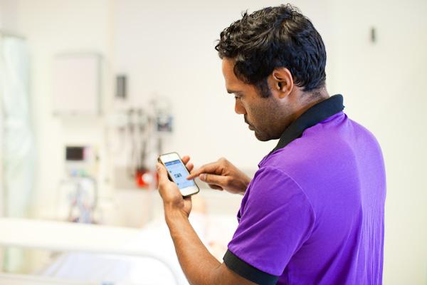 UTS Nursing student with smartphone