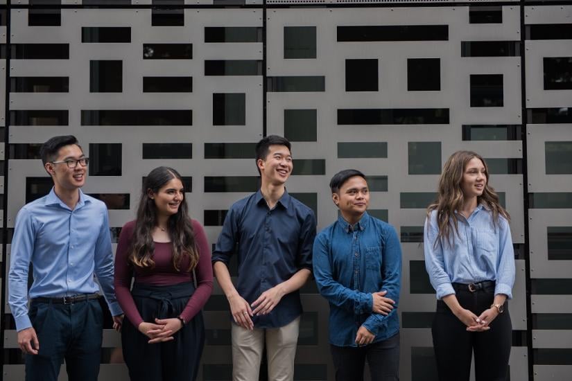 UTS students waiting in an interview line
