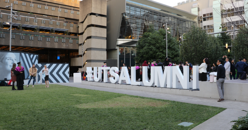 Students on the Alumni Green following their UTS Health Graduation Ceremony