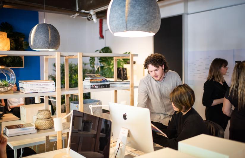 Research interns Dominic Harrison and Emilia Lin in the IKEA x UTS Future Living Lab. Photo: Dang Khoa Nguyen