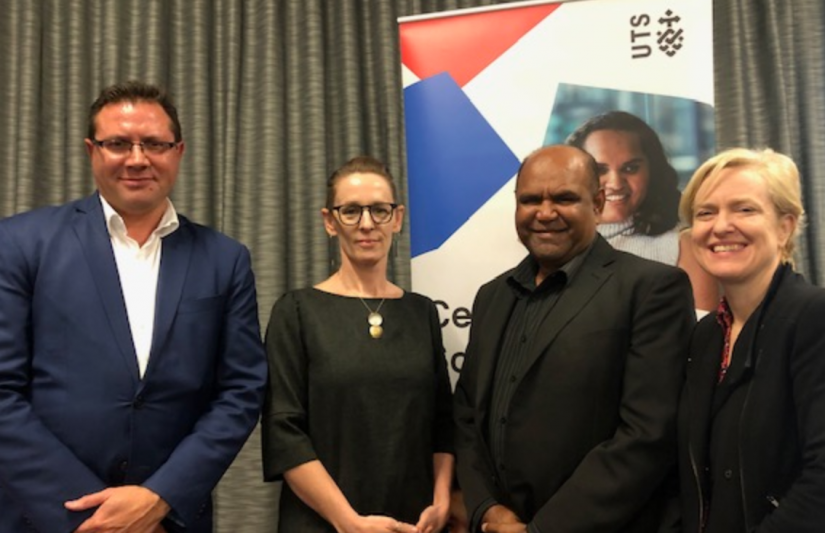 Professor Lindon Coombes, Professor Sarah Maddsion, Allan Murray and Verity Firth