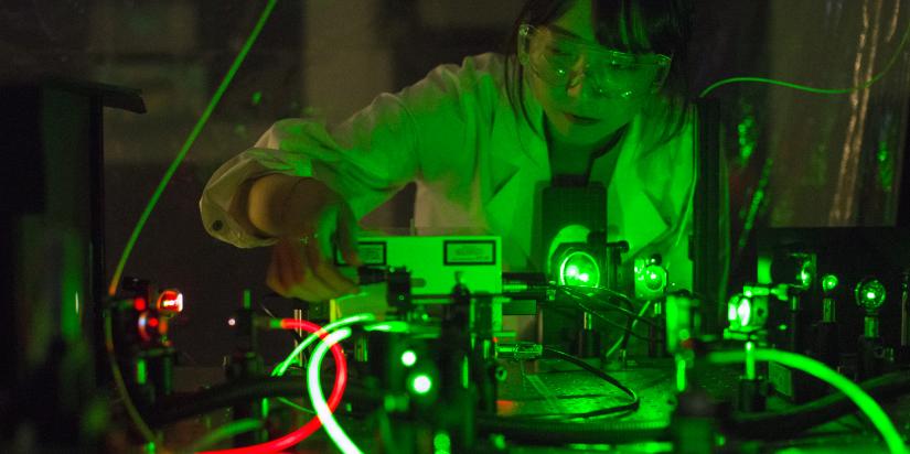 A woman researching photonics