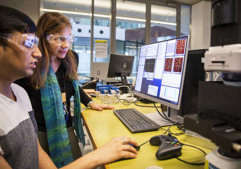 A lecturer supervises a student in engineering and IT