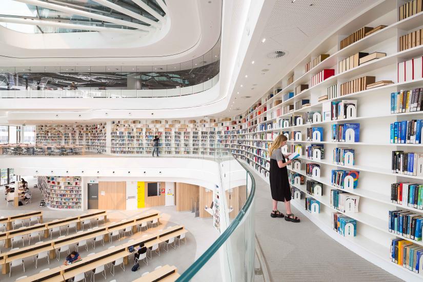 A student browses in the UTS Reading Room