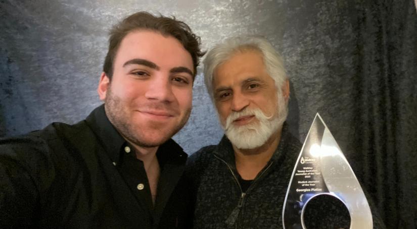 Georgio Platias and Mohsen Soltany Zan posing with the award