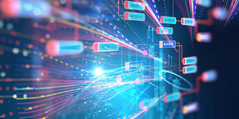 Computer screen showing data network visualisation