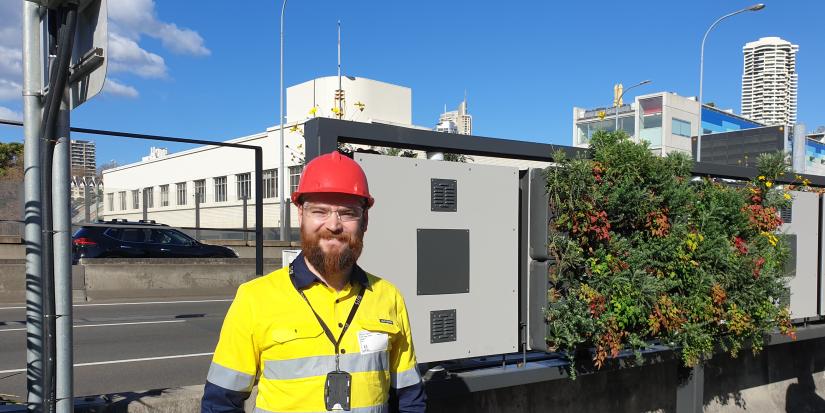 Dr Peter Irga onsite at the Eastern Distributor in Sydney