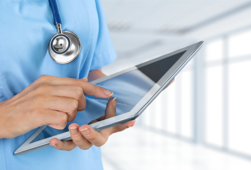 Nurse holding an iPad