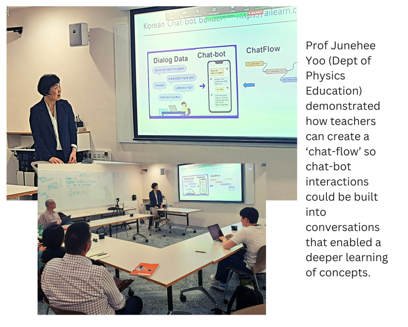 photo of a classroom of academics learning from another academic who is explaining something from a ppt presentation