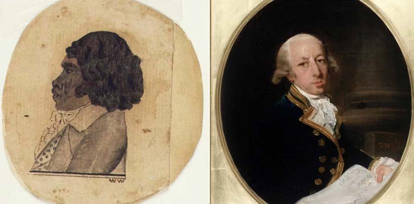 painted portraits of two men, side by side