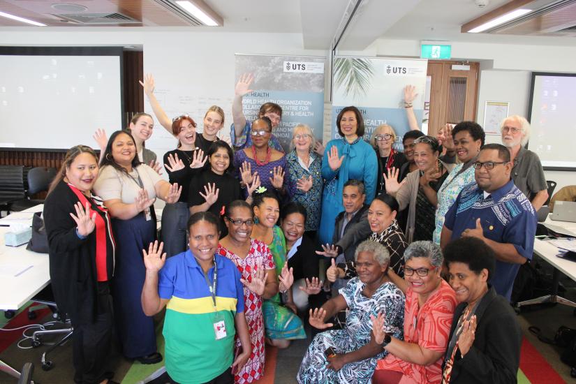WHO CC Nursing and Midwifery UTS team and PLP fellows with Dr Amelia Latu Afuhaamango Tuipulotu