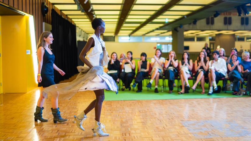 Charlotte Gentry with Model on Runway