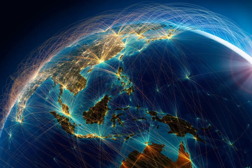 Asia Pacific region on globe