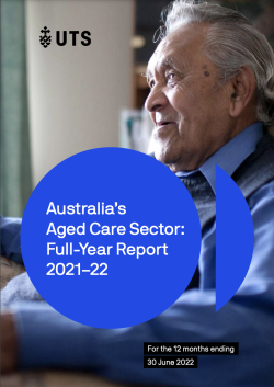 Cover of Australia's Aged Care Sector: Full-Year Report 2021-2022.