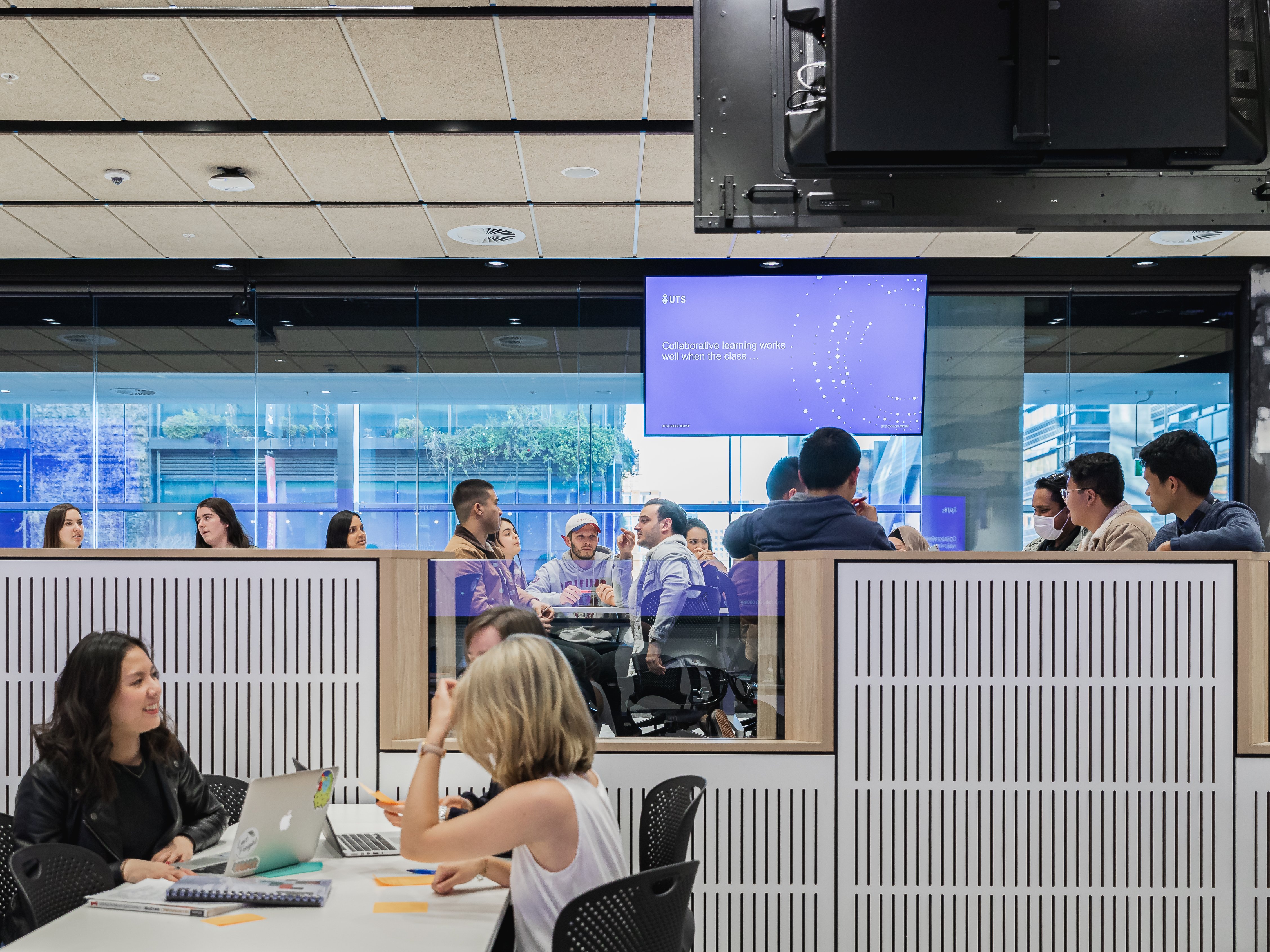 Students using the collaborative classroom