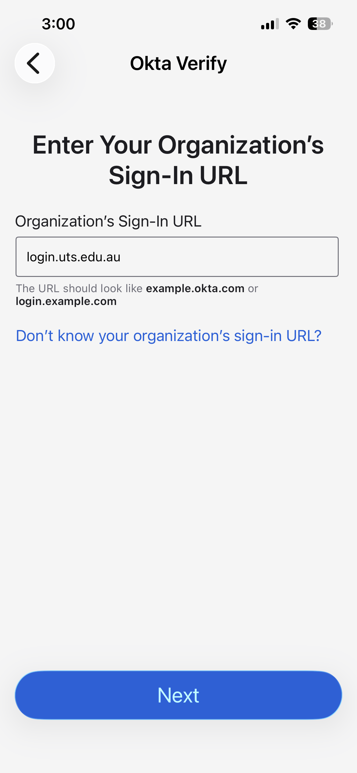 okta enter url