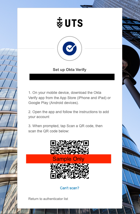okta QR screenshot