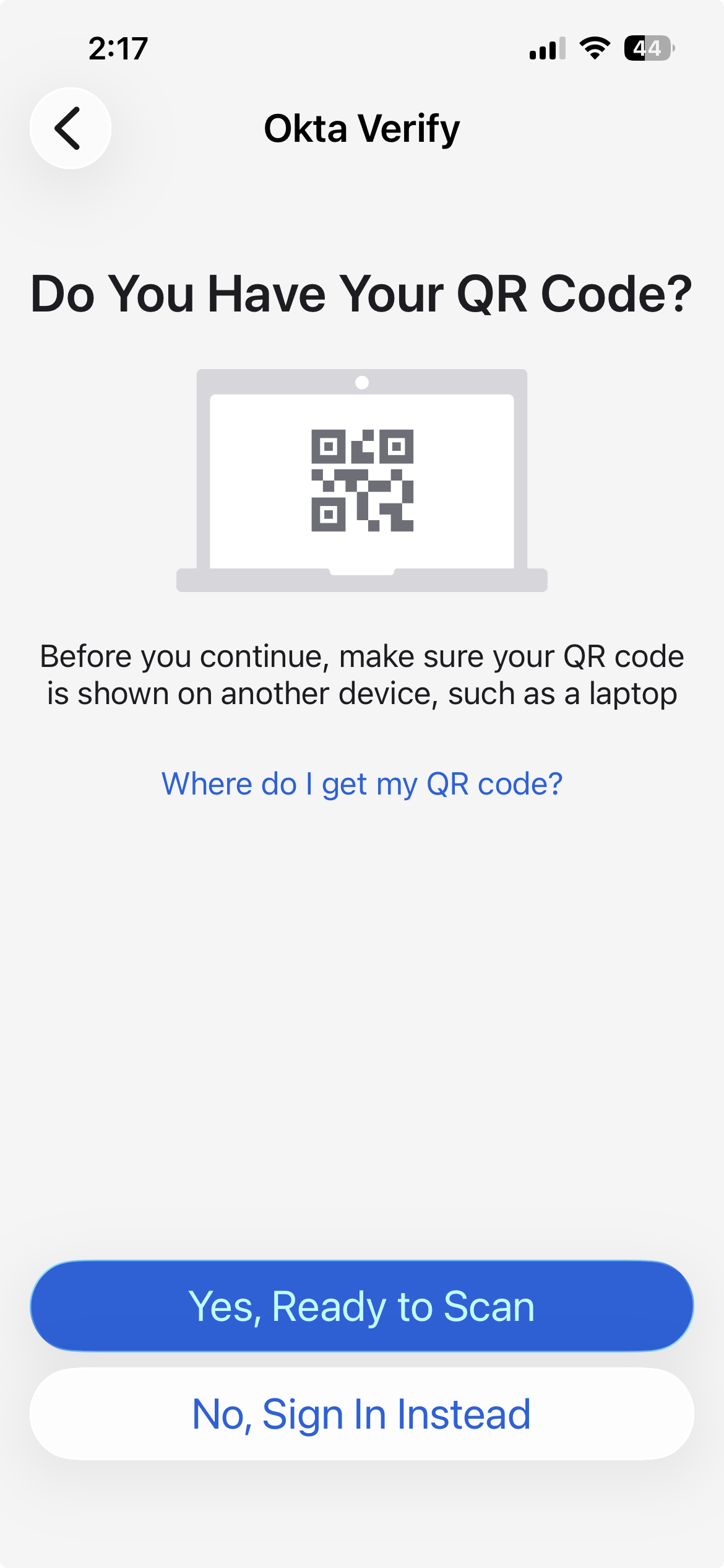 OKTA scan QR