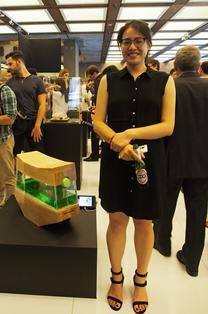 UTS Design student Brooke Zhang with algae inspired rocking chair SHENG