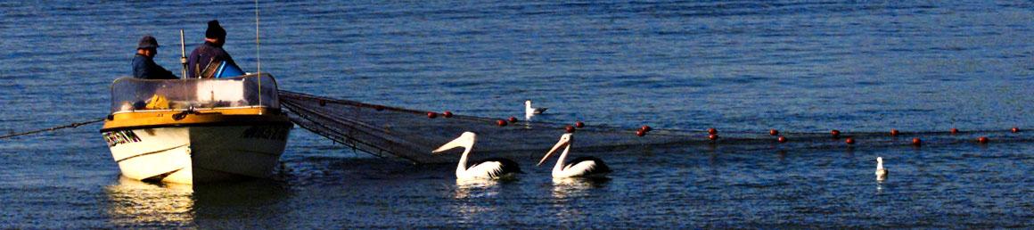 People fishing from a small boat