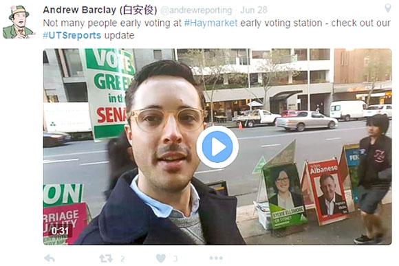 Screenshot of the UTS Election 2016 Twitter feed