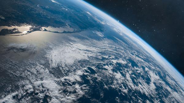 Earth planet surface in outer space