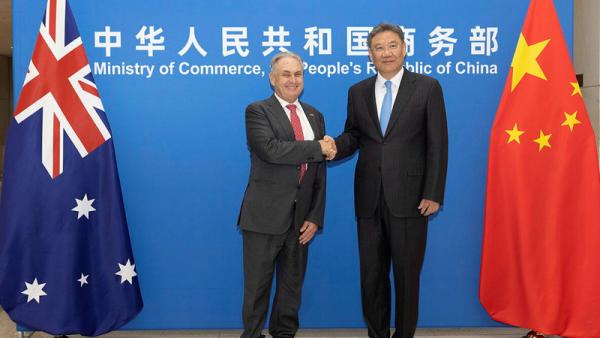 Senator the Honourable Don Farrell, Minister for Trade and Tourism, attends the Joint Ministerial Economic Commission (JMEC) meeting at the Chinese Ministry of Commerce with Mr Wang Wentao, Minister