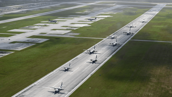 800x450 Multinational partners conduct an elephant walk as part of Cope North 2024 at Andersen Air Force Base