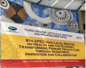 A banner at the high level meeting 2018